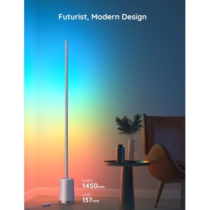 Govee - LED Dimbar golvlampa Lyra Smart RGBICWW 2200-6500K Wi-Fi + fjärrkontroll