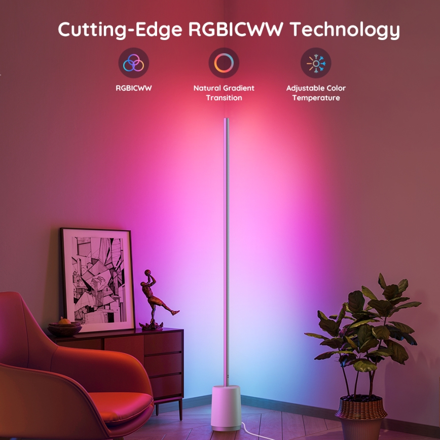 Govee - LED Dimbar golvlampa Lyra Smart RGBICWW 2200-6500K Wi-Fi + fjärrkontroll