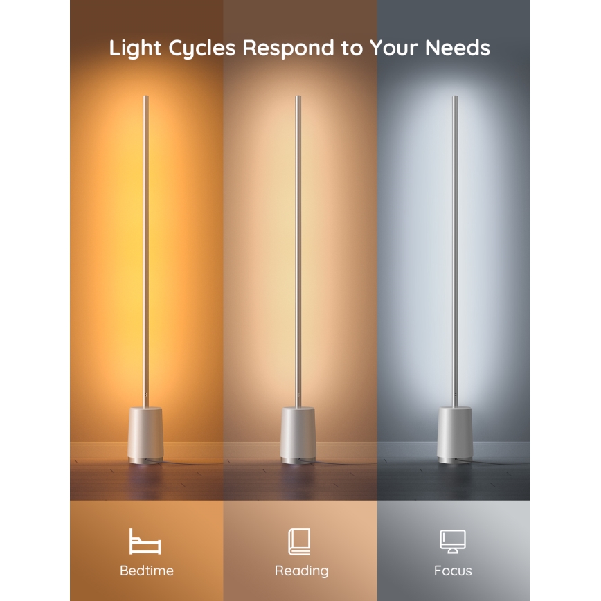 Govee - LED Dimbar golvlampa Lyra Smart RGBICWW 2200-6500K Wi-Fi + fjärrkontroll