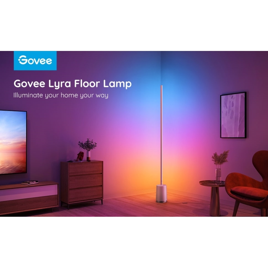Govee - LED Dimbar golvlampa Lyra Smart RGBICWW 2200-6500K Wi-Fi + fjärrkontroll
