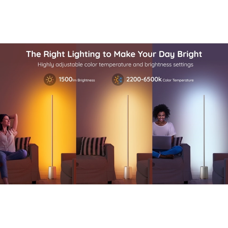Govee - LED Dimbar golvlampa Lyra Smart RGBICWW 2200-6500K Wi-Fi + fjärrkontroll