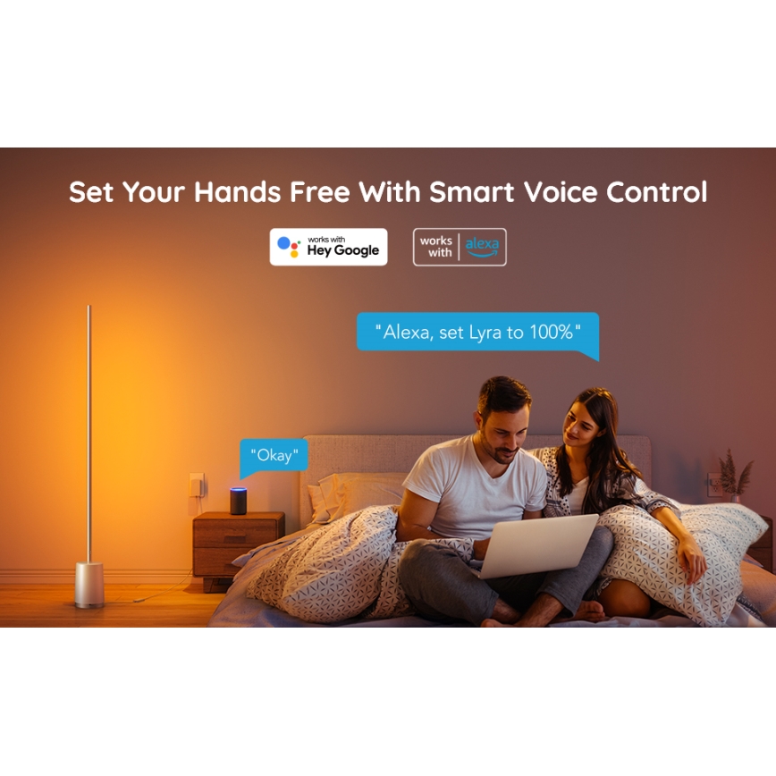 Govee - LED Dimbar golvlampa Lyra Smart RGBICWW 2200-6500K Wi-Fi + fjärrkontroll