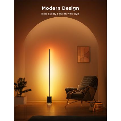 Govee - LED Dimbar golvlampa med en högtalare Pro RGBICWW 2200-6500K Wi-Fi + fjärrkontroll