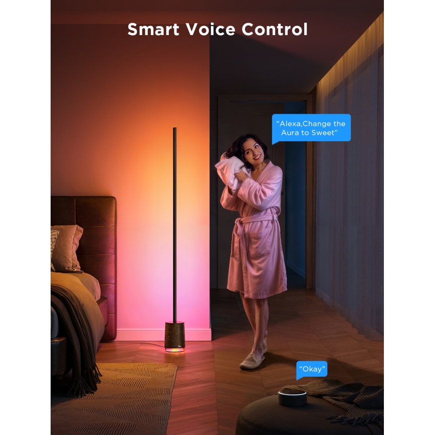 Govee - LED Dimbar golvlampa med en högtalare Pro RGBICWW 2200-6500K Wi-Fi + fjärrkontroll