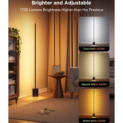Govee - LED Dimbar golvlampa Smart MATTER LED RGBICWW 2200-6500K Wi-Fi + fjärrkontroll