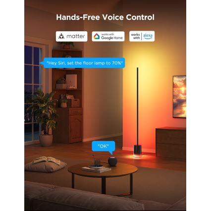 Govee - LED Dimbar golvlampa Smart MATTER LED RGBICWW 2200-6500K Wi-Fi + fjärrkontroll