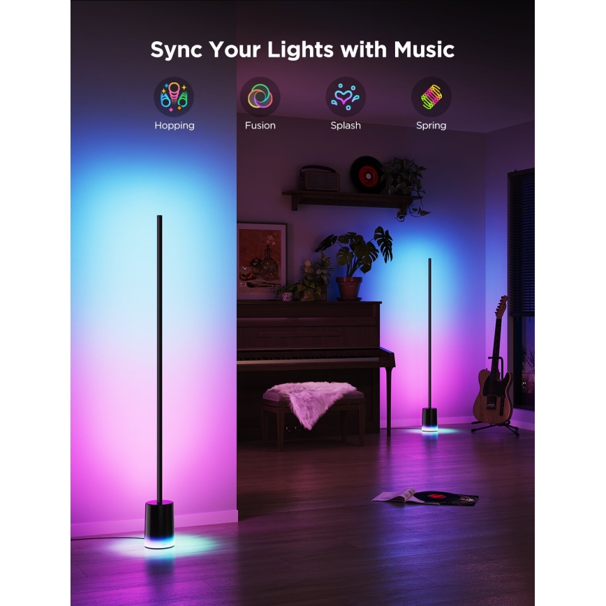Govee - LED Dimbar golvlampa Smart MATTER LED RGBICWW 2200-6500K Wi-Fi + fjärrkontroll