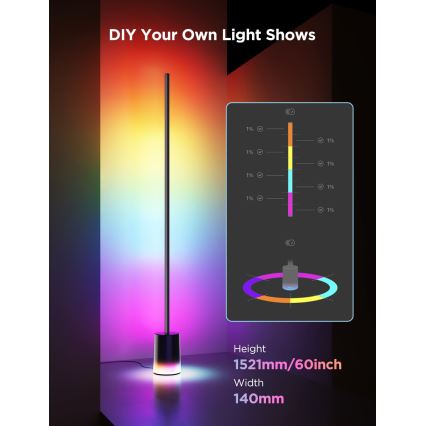 Govee - LED Dimbar golvlampa Smart MATTER LED RGBICWW 2200-6500K Wi-Fi + fjärrkontroll