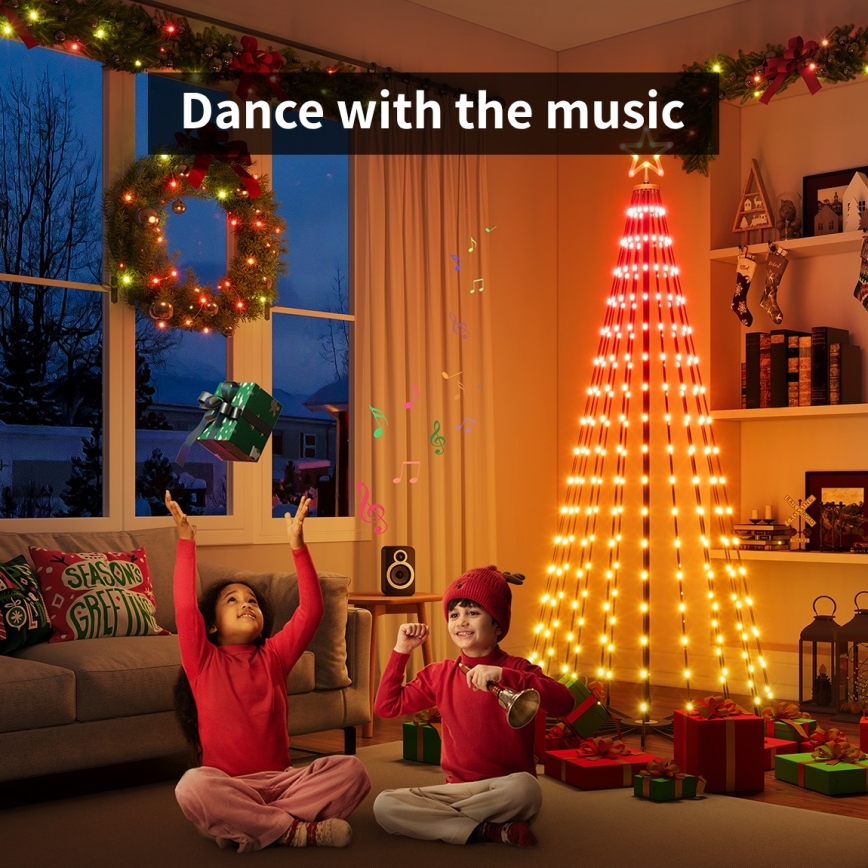 Govee - LED RGBIC julgran med stjärna LED/15W/230V IP65 1,8m Matter Wi-Fi