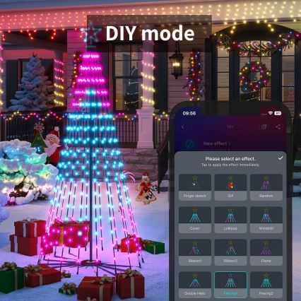 Govee - LED RGBIC julgran med stjärna LED/15W/230V IP65 1,8m Matter Wi-Fi