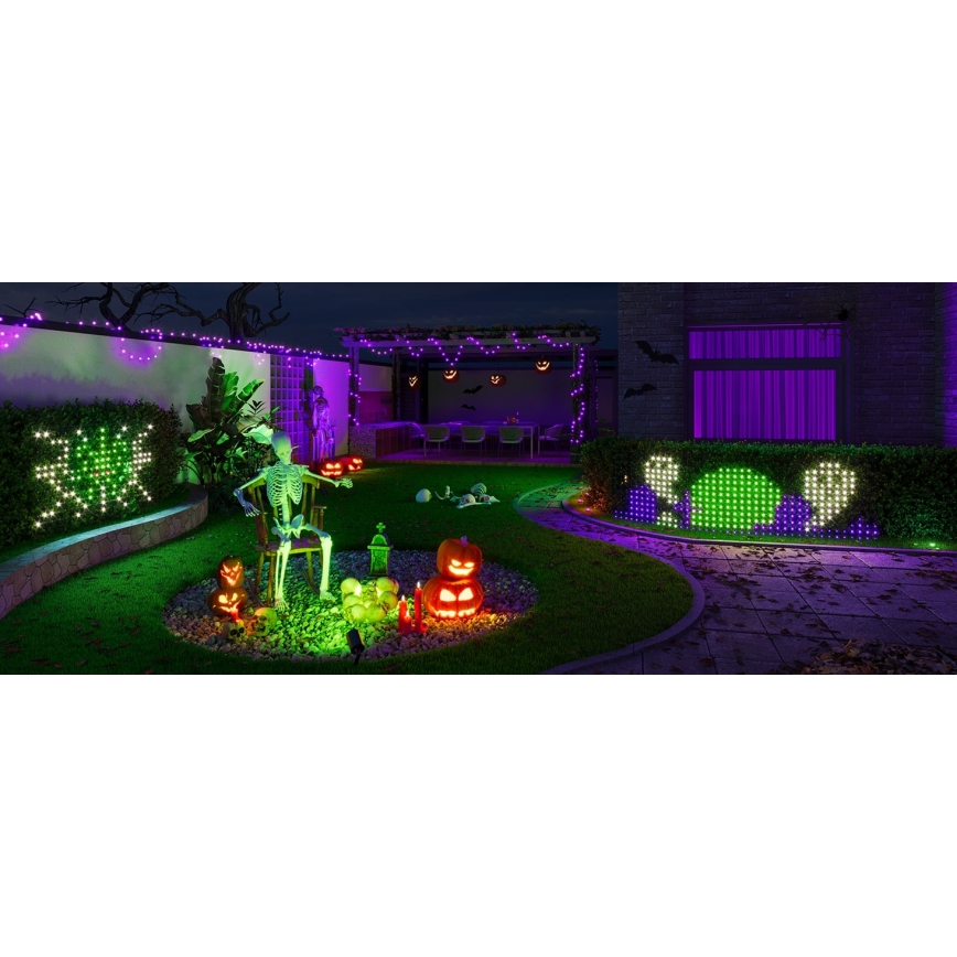 Govee - LED RGBIC ljusnät för utomhusbruk 143x85cm Wi-Fi Matter IP65