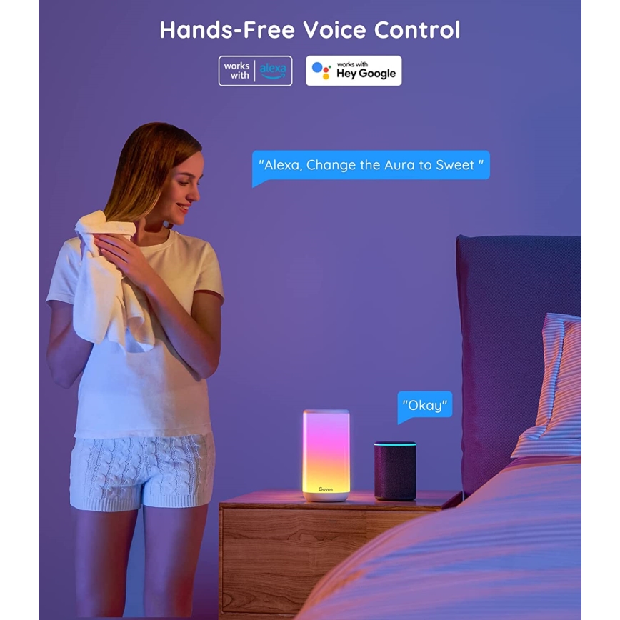 Govee - LED RGBIC Ljusreglerad bordslampa AURA 2 2200-6500K Wi-Fi Matter