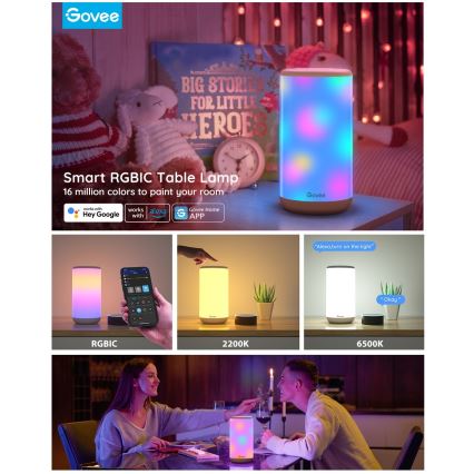 Govee - LED RGBIC Ljusreglerad bordslampa AURA 2 2200-6500K Wi-Fi Matter