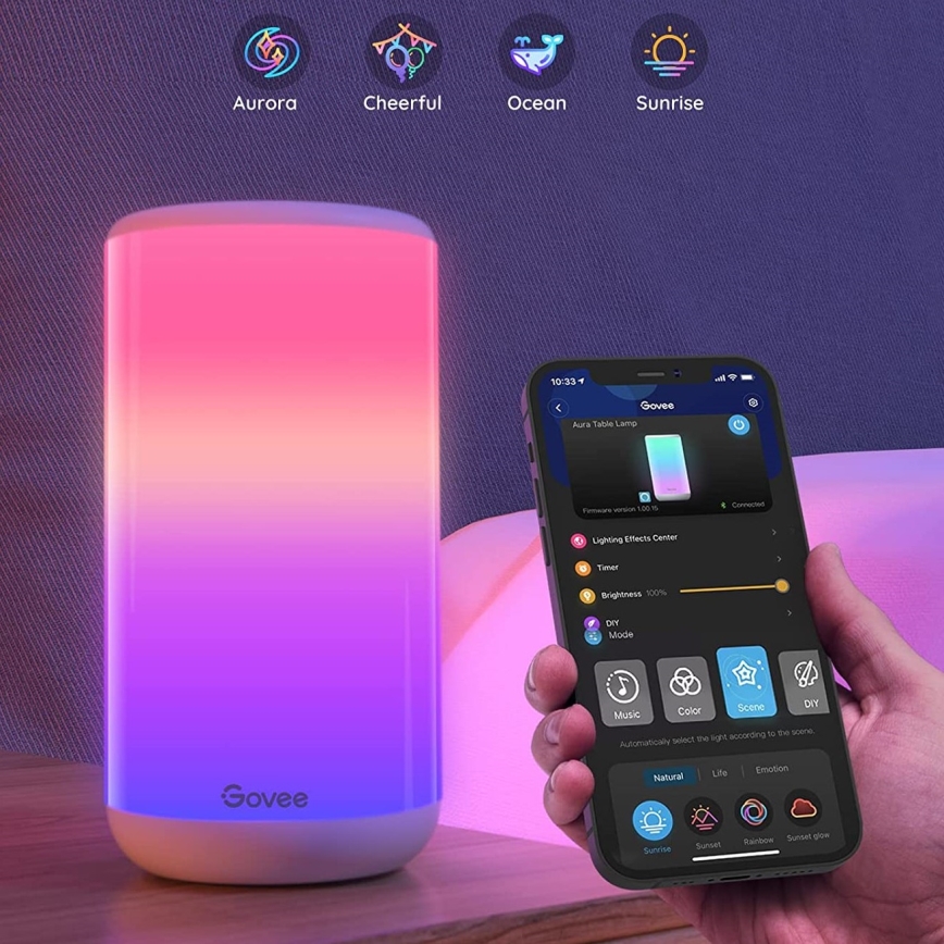 Govee - LED RGBIC Ljusreglerad bordslampa AURA 2 2200-6500K Wi-Fi Matter