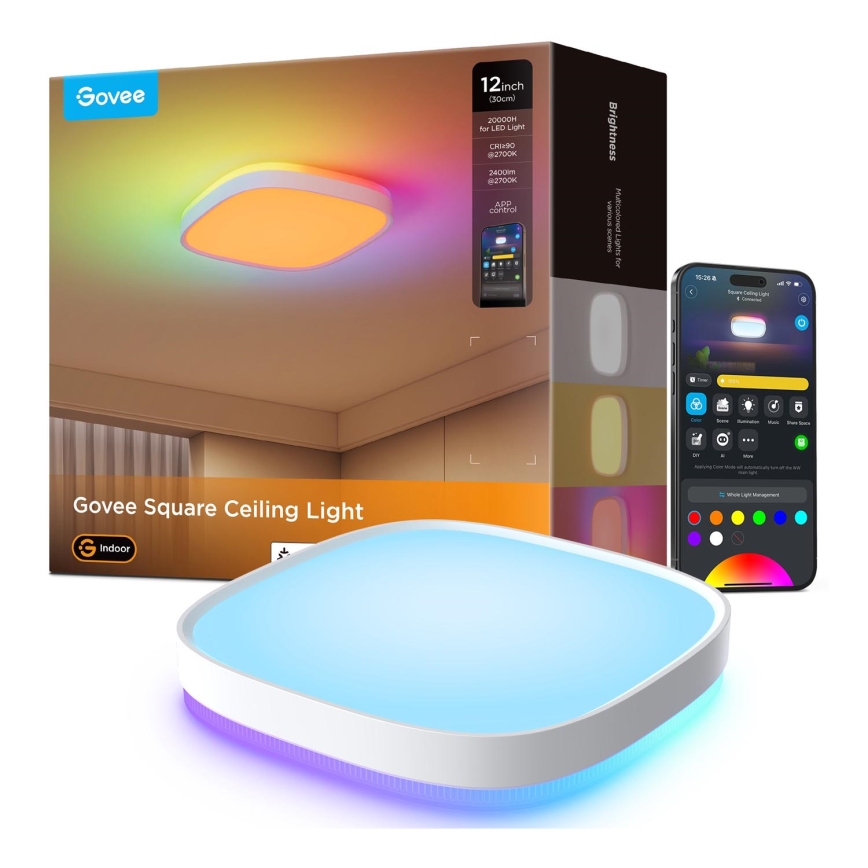 Govee - LED RGBIC Ljusreglerad taklampa LED/24W/230V 2700-6500K Wi-Fi