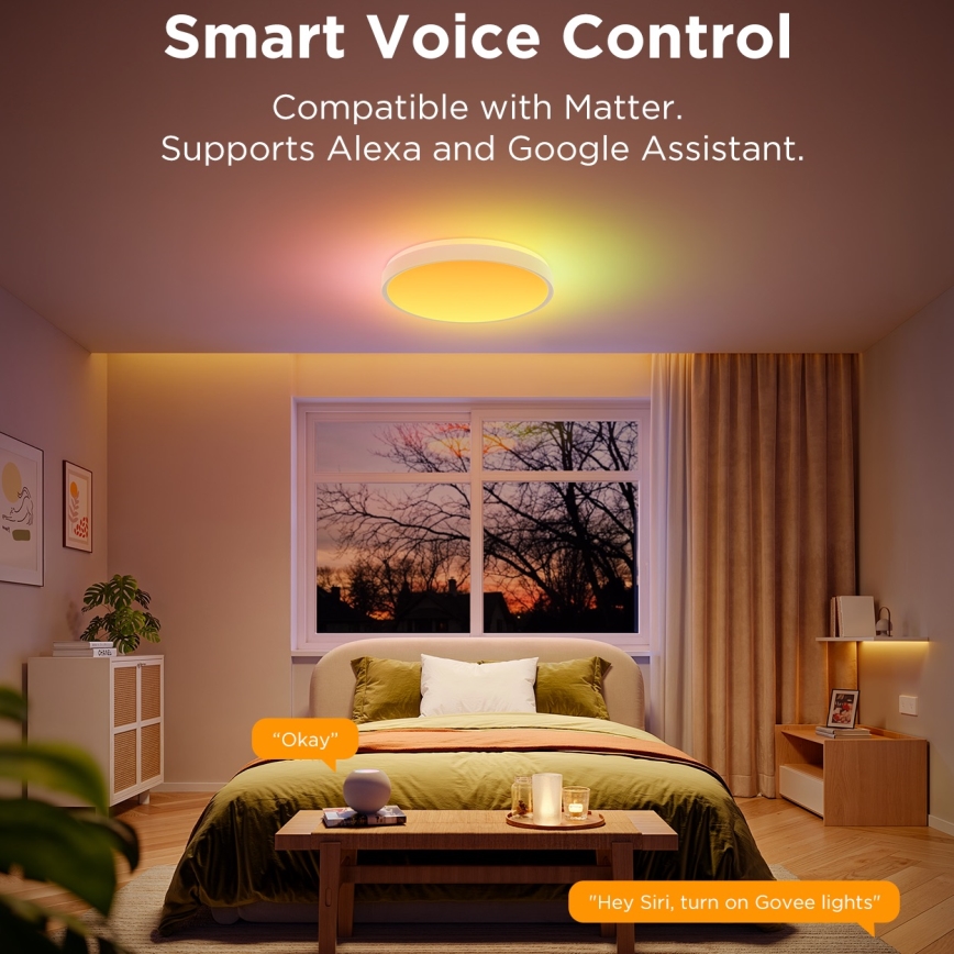 Govee - LED RGBIC Ljusreglerad taklampa LED/49W/230V 2700-6500K Wi-Fi