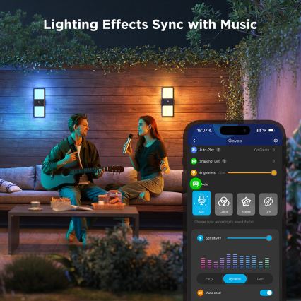Govee - LED RGBIC Ljusreglerad vägglampa med sensor för utomhusbruk LED/230V IP65 2700-6500K Wi-Fi