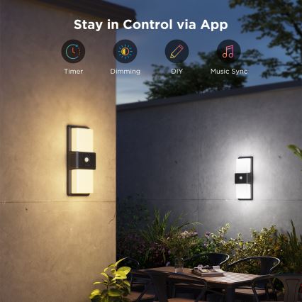 Govee - LED RGBIC Ljusreglerad vägglampa med sensor för utomhusbruk LED/230V IP65 2700-6500K Wi-Fi