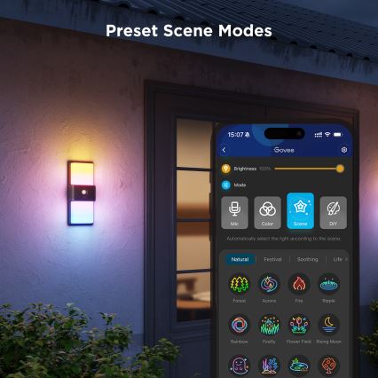 Govee - LED RGBIC Ljusreglerad vägglampa med sensor för utomhusbruk LED/230V IP65 2700-6500K Wi-Fi