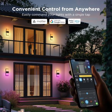 Govee - LED RGBIC Ljusreglerad vägglampa med sensor för utomhusbruk LED/230V IP65 2700-6500K Wi-Fi