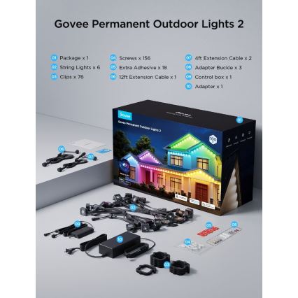 Govee - LED RGBIC String Downlights 30m Wi-Fi Matter IP67