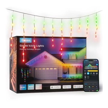 Govee - LED RGBIC Utomhusslinga Smart Istappar 10m Wi-Fi Matter IP65