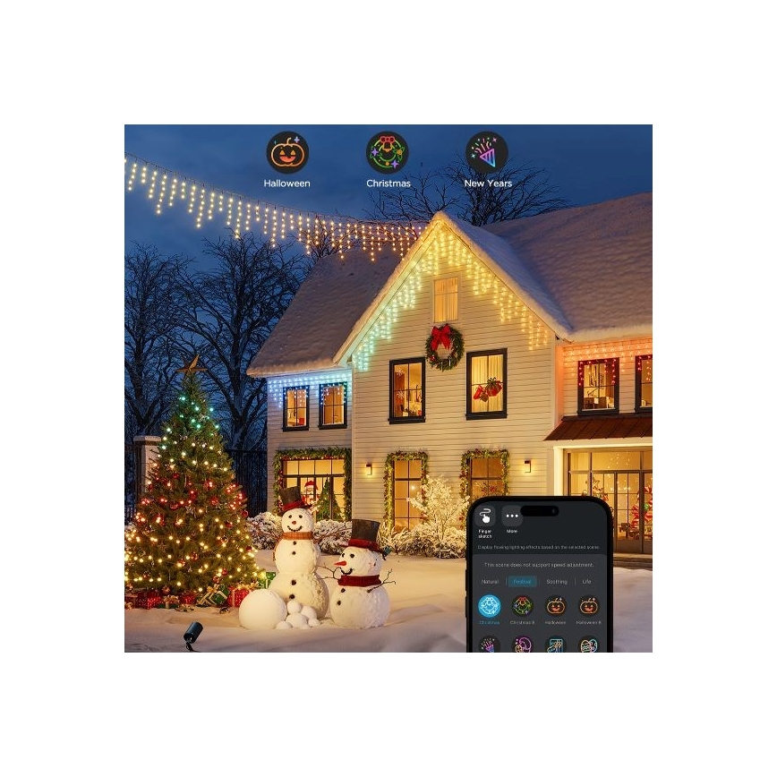Govee - LED RGBIC Utomhusslinga Smart Istappar 10m Wi-Fi Matter IP65