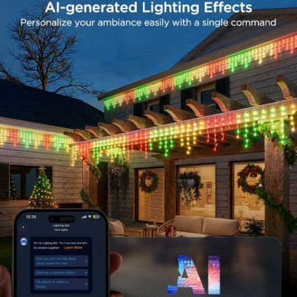 Govee - LED RGBIC Utomhusslinga Smart Istappar 10m Wi-Fi Matter IP65