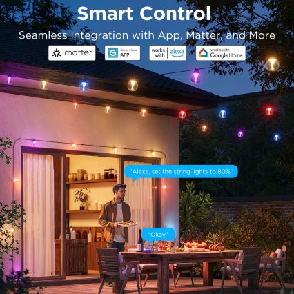 Govee - LED RGBICW Ljusreglerad utomhus dekorativ slinga LED/24W/230V IP67 2700-6500K Wi-Fi