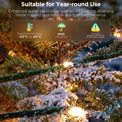 Govee - LED RGBICW Utomhus Julkedja 2700-6500K 20m Wi-Fi Matter IP66