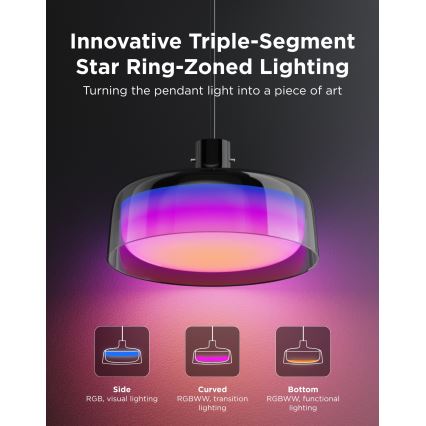 Govee - LED RGBICWW Dimbar taklampa med vajer LED/21W/230V Matter Wi-Fi