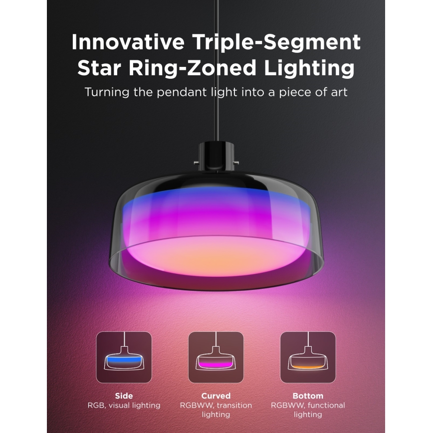 Govee - LED RGBICWW Dimbar taklampa med vajer LED/21W/230V Matter Wi-Fi