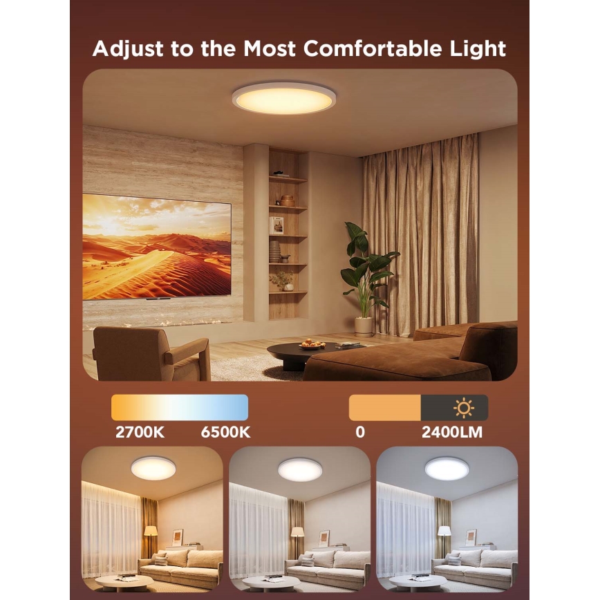 Govee - LED RGBICWW Dimmbar taklampa LED/29W/230V Ø 30 cm matt Wi-Fi