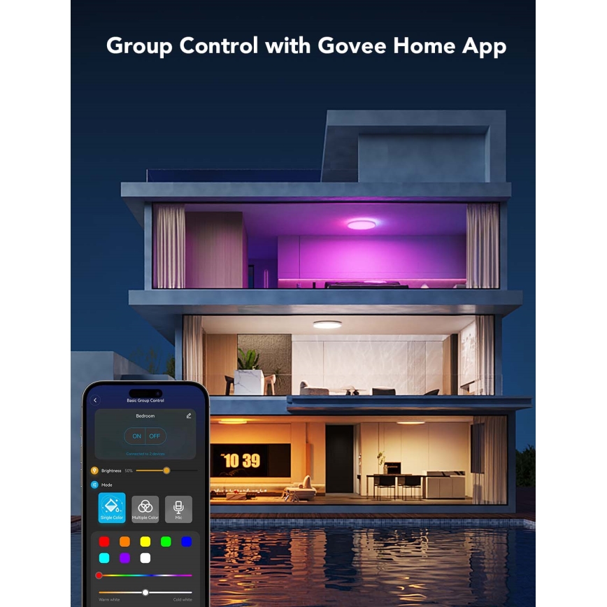 Govee - LED RGBICWW Dimmbar taklampa LED/29W/230V Ø 30 cm matt Wi-Fi