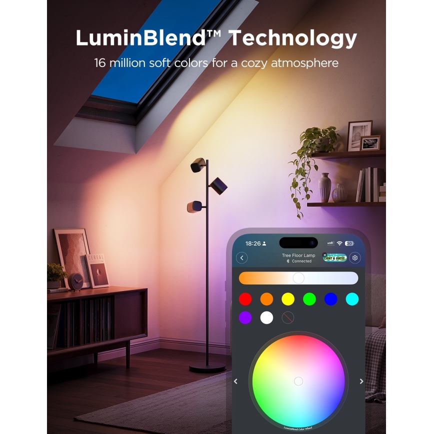 Govee - LED RGBICWW Dimmbar golvlampa TREE MATTER LED/48W/230V Wi-Fi