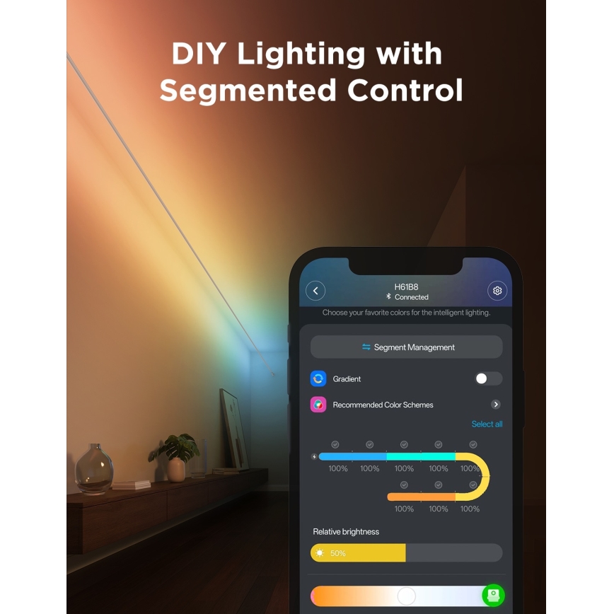 Govee - LED RGBICWW Hängande LED-remsa, 36 W/24 V, 4 m, Skyline matt, Wi‑Fi