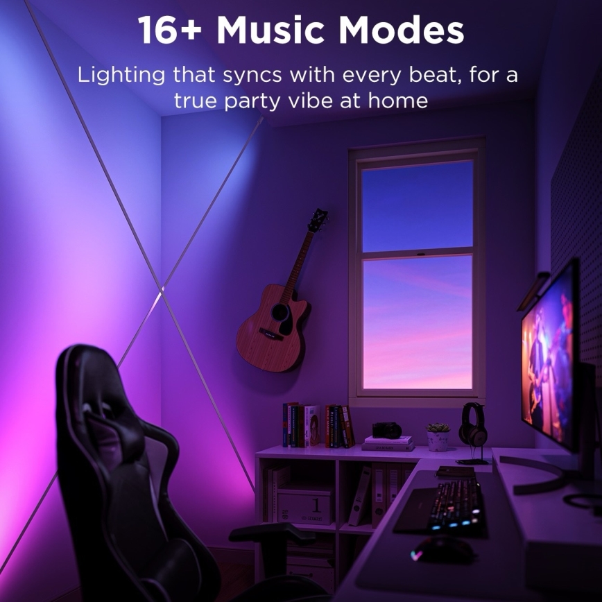 Govee - LED RGBICWW Hängande LED-remsa, 36 W/24 V, 4 m, Skyline matt, Wi‑Fi