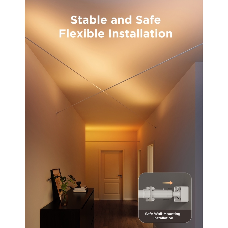 Govee - LED RGBICWW Hängande LED-remsa, 36 W/24 V, 4 m, Skyline matt, Wi‑Fi