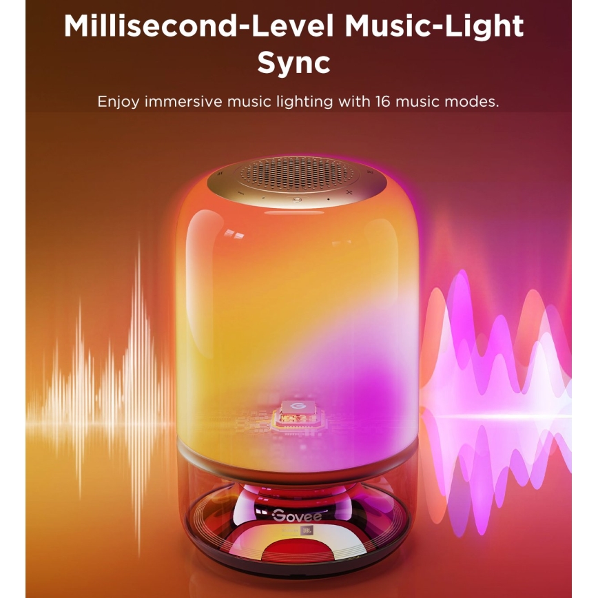 Govee - LED RGBW dimbar bordslampa med högtalare LED/36W/12V Wi-Fi