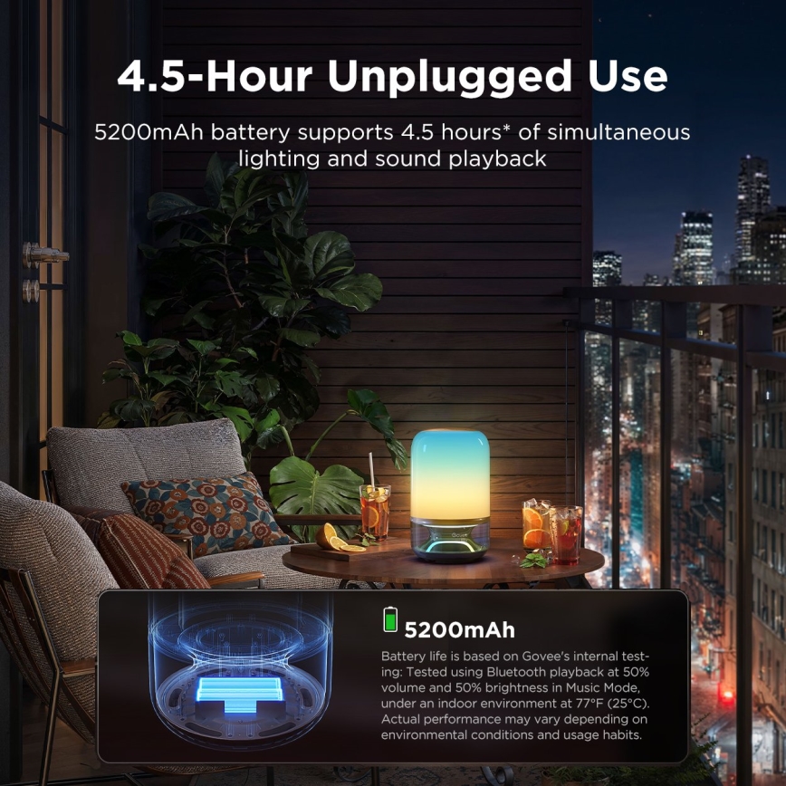 Govee - LED RGBW dimbar bordslampa med högtalare LED/36W/12V Wi-Fi