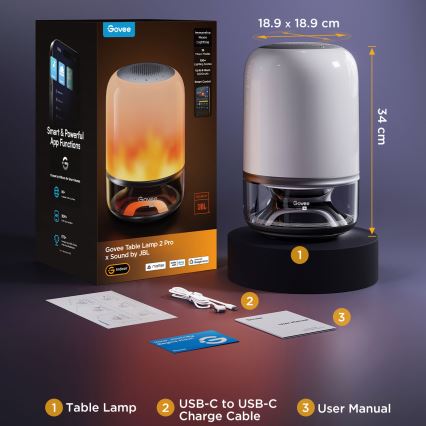 Govee - LED RGBW dimbar bordslampa med högtalare LED/36W/12V Wi-Fi