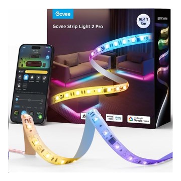 Govee - LED RGBWWIC Dimbar remsa Slinga Belysning 2 Pro 5m Wi-Fi Matter