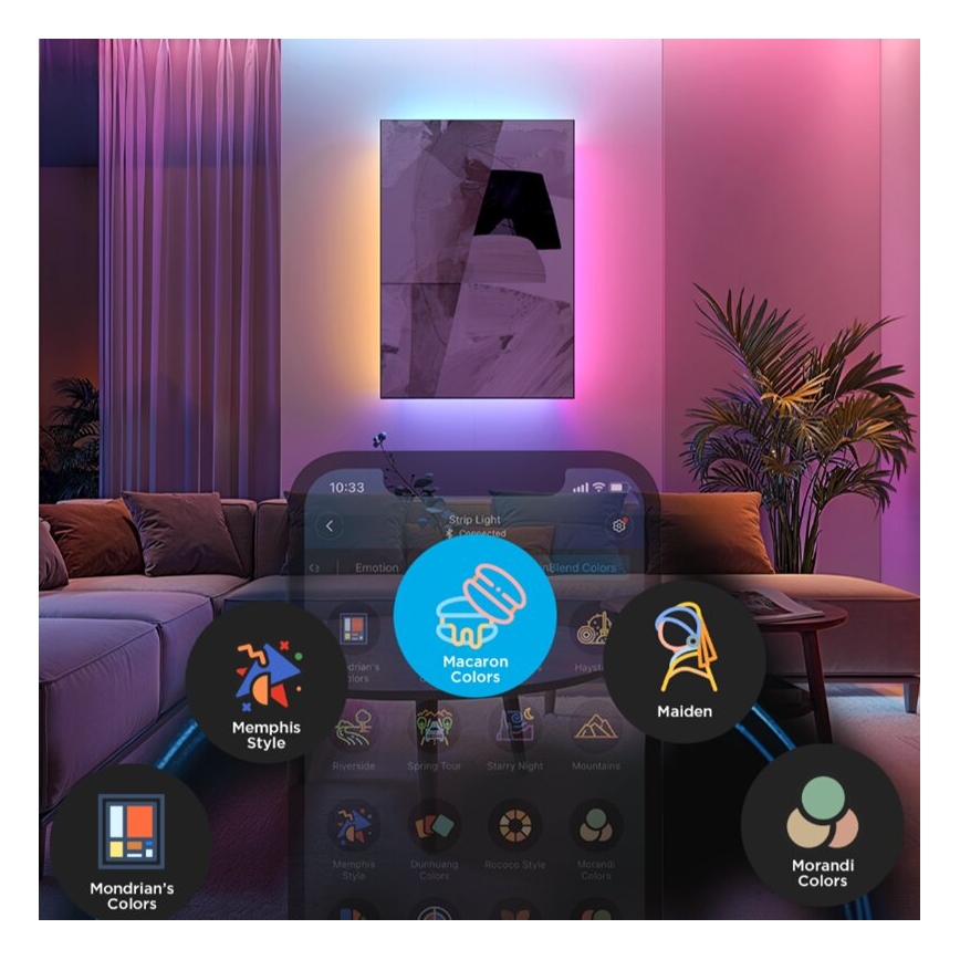 Govee - LED RGBWWIC Ljusreglerad förlängning list Slinga Belysning 2 Pro 1m Wi-Fi Matter
