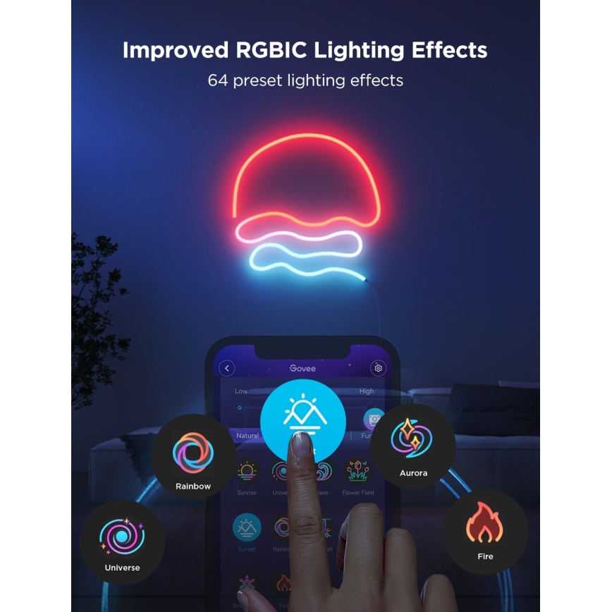 Govee - Neon 2 MATTER böjbar LED list 3m RGBIC Wi-Fi IP67