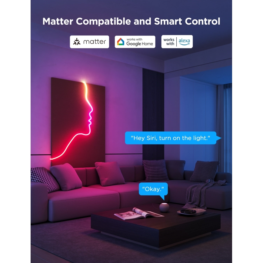 Govee - Neon 2 MATTER böjbar LED list 3m RGBIC Wi-Fi IP67