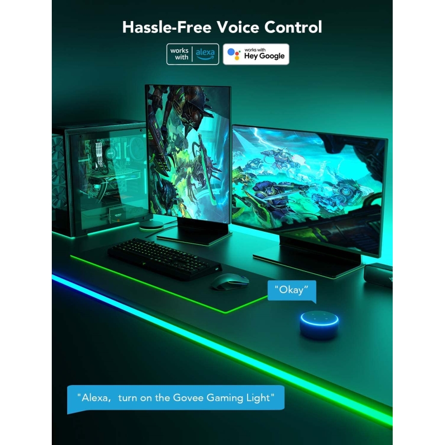 Govee - Neon LED backljus för bord 3m RGBIC Wi-Fi