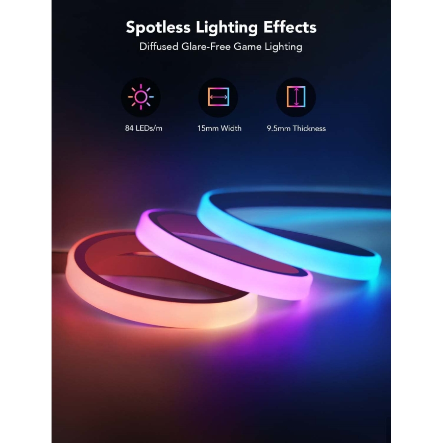Govee - Neon LED backljus för bord 3m RGBIC Wi-Fi