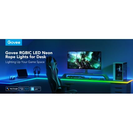 Govee - Neon LED backljus för bord 3m RGBIC Wi-Fi