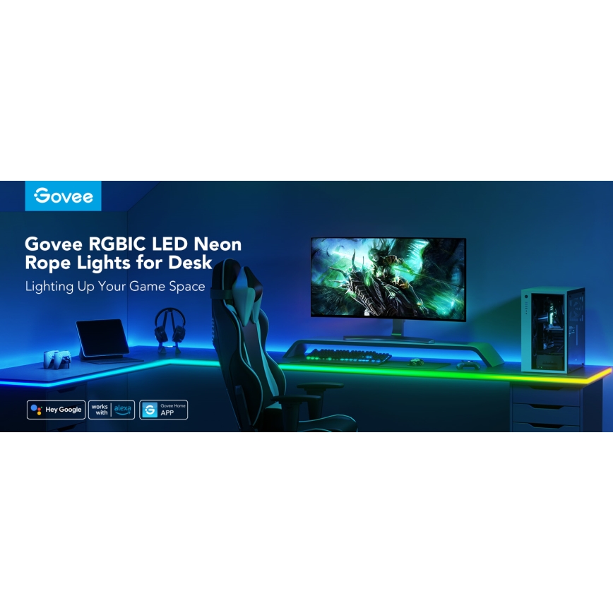 Govee - Neon LED backljus för bord 3m RGBIC Wi-Fi