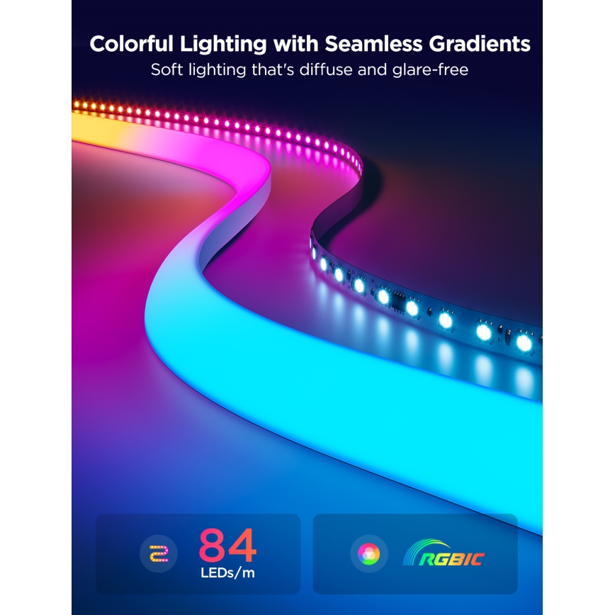 Govee - Neon MATTER LED hörnskena 5m RGBIC Wi-Fi